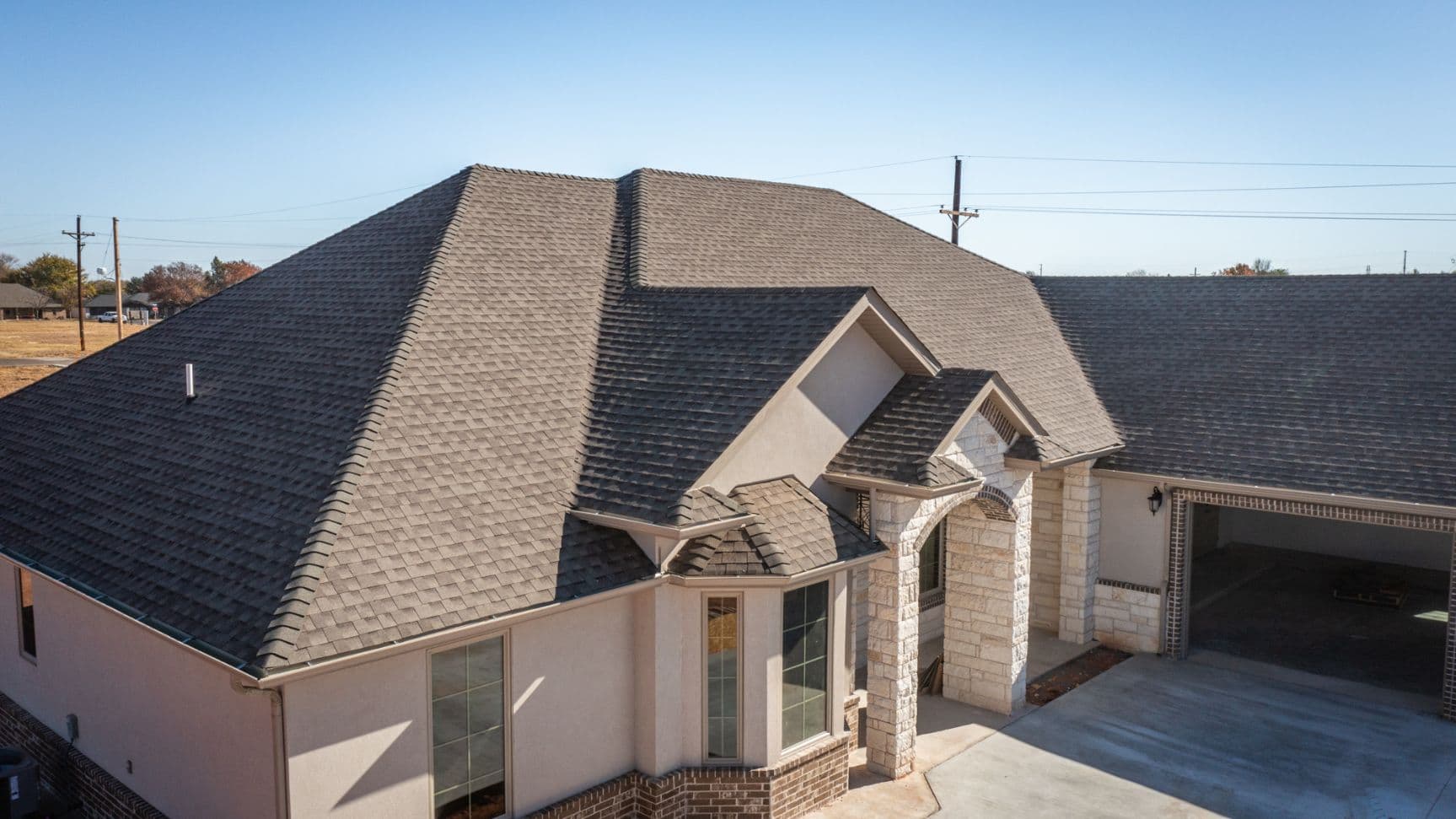 Front elevation with the roofline finish completed