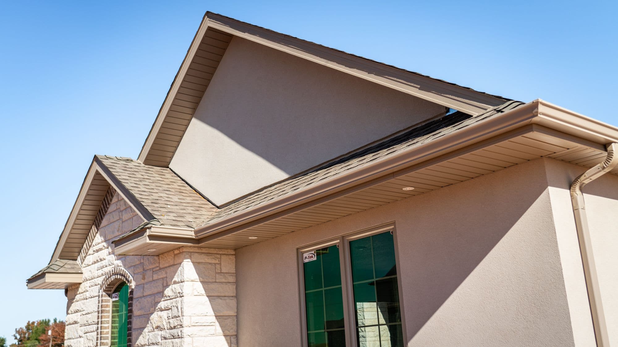 Finished gutter, fascia and soffit along the front roofline